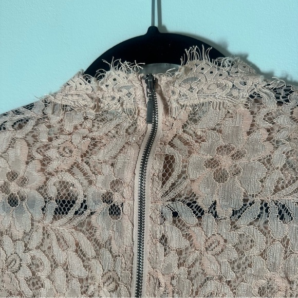 Zara Trafaluc Lace Blouse Crop Shirt Zip Back Blush Pink Women’s Size Small - Picture 6 of 10